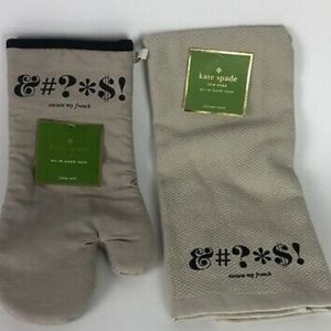 Kate Spade Excuse my French Oven mitt and Kitchen towel